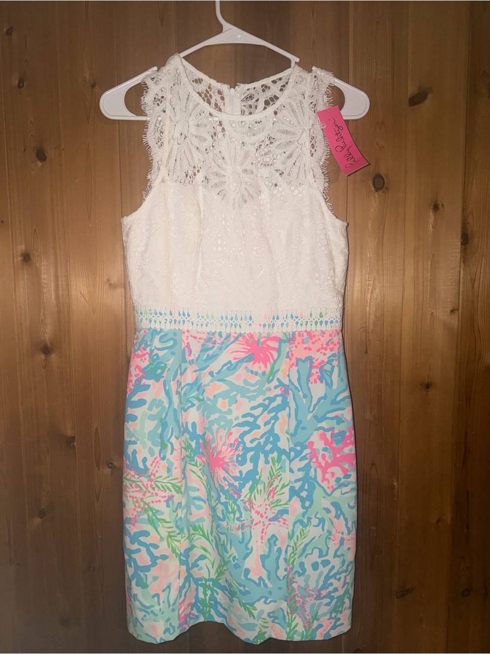 NWT $268 Lilly Pulitzer Size 2 Sharice Lace Sheath Dress in Blue Green White - Picture 2 of 6